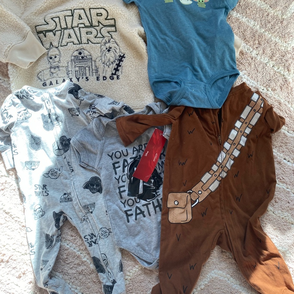 Lot if Star Wars Kids One Pieces and clothing  - Cream, Gray, Blue, Brown